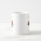Mug Aquarelle Bourgogne Floral Or Nom Demoiselle D'Hon (Centre)