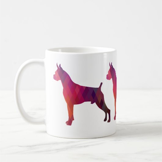 Mug Aquarelle Boxe Chien Motif géométrique Silhouette (Gauche)
