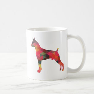 Mug Aquarelle Boxe Chien Motif géométrique Silhouette