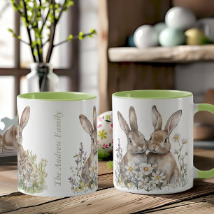 Mug Aquarelle Bunny Nom de famille Pâques