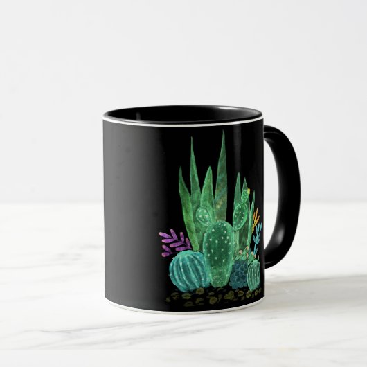 Mug Aquarelle, cactus (Devant droit)