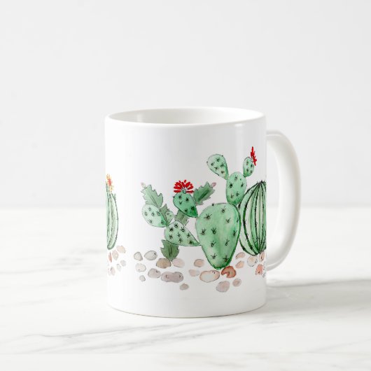 Mug aquarelle, cactus (Devant droit)