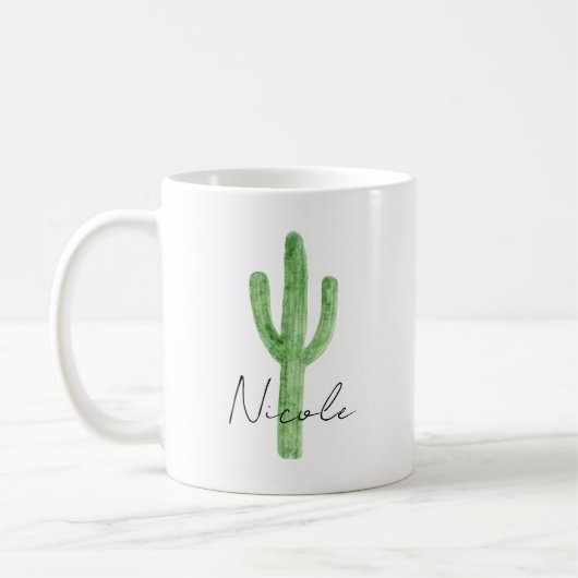 Mug Aquarelle Cactus Nom personnalisé (Gauche)