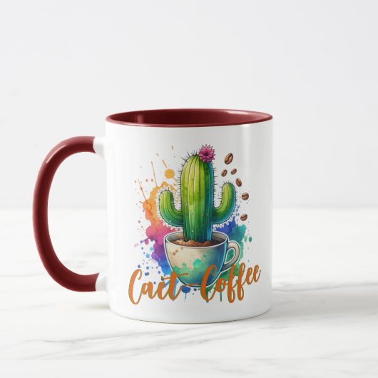 Mug Aquarelle Cactus qui aime le café (Gauche)