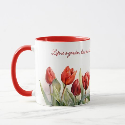Mug Aquarelle café Tulipes rouges (Gauche)