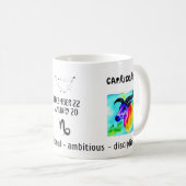 Mug aquarelle Capricorne zodiaque et caractéristiques (Devant droit)