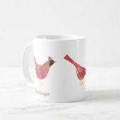 Mug Aquarelle cardinale Festive Oiseau Nom personnalis (Devant gauche)
