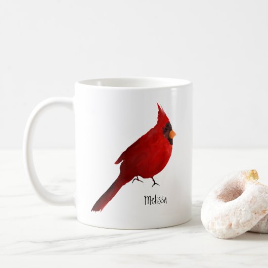 Mug Aquarelle cardinale foncé rouge foncé saturé perso (Avec donut)