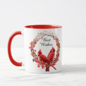 Mug Aquarelle Cardinaux rouges Berries Wreath Coffee M (Gauche)