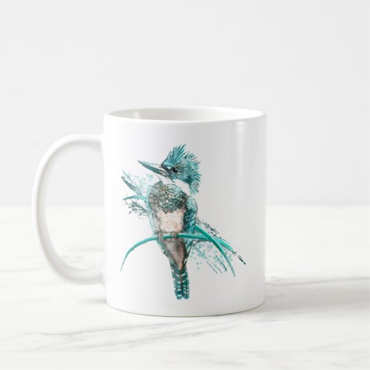 Mug Aquarelle ceinturée martin-pêcheur animal (Gauche)