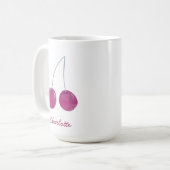 Mug Aquarelle cerise personnalisée (Devant gauche)