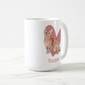 Mug Aquarelle Chat Toyger Kitty Coeur rose (Devant droit)
