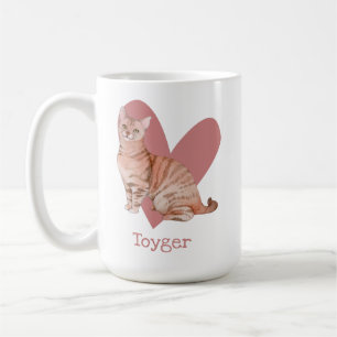 Mug Aquarelle Chat Toyger Kitty Coeur rose