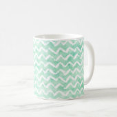 Mug Aquarelle Chic Mint Chevron Stripes (Devant droit)