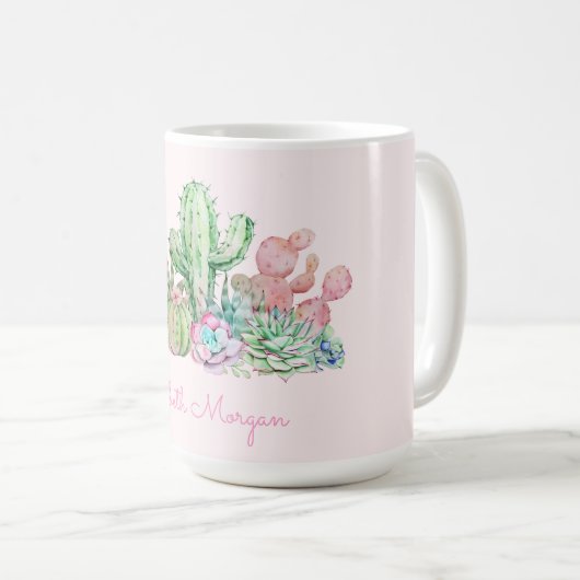 Mug Aquarelle Chic Succulents (Devant droit)