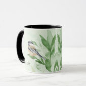 Mug Aquarelle Chickadee Jardin Oiseau Nom personnalisé (Devant gauche)