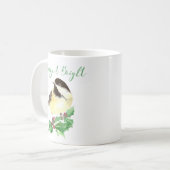 Mug Aquarelle Chickadee Oiseau Joyeux et Noël brillant (Devant gauche)