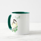 Mug Aquarelle Chickadee Oiseau Joyeux et Noël brillant (Devant gauche)