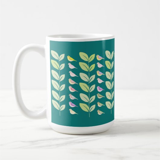 Mug Aquarelle Chickadees & Feuilles (Gauche)