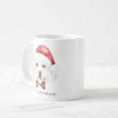 Mug Aquarelle Chien maltais avec le chapeau de Noël (Devant gauche)