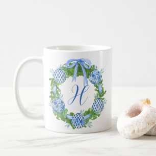 Mug Aquarelle Chinoiserie Wreath Noël Monogramme