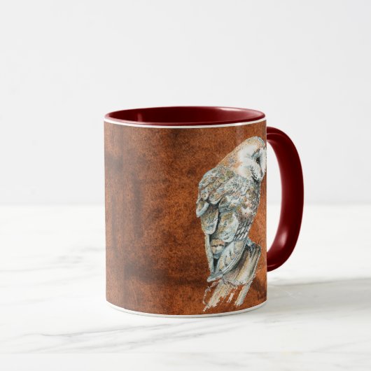 Mug Aquarelle Chouette Oiseau Animal Nature art (Devant droit)