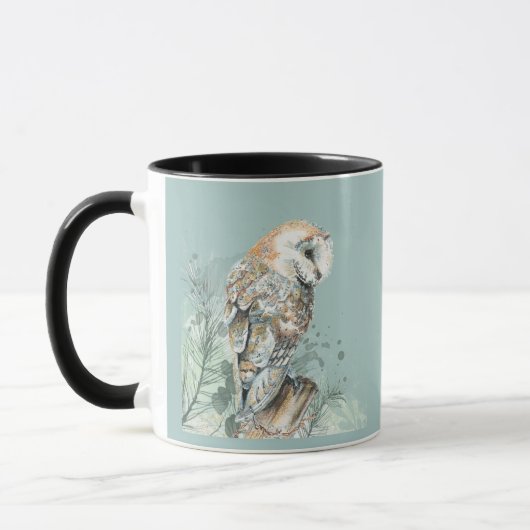 Mug Aquarelle Chouette Oiseau Faune Nature Art (Gauche)