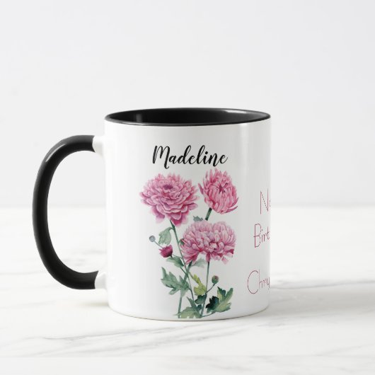 Mug Aquarelle Chrysanthèmes Novembre Fleur de naissanc (Gauche)