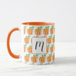 Mug Aquarelle Chute Citrouilles Orange Nom initial