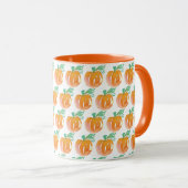 Mug Aquarelle Chute Citrouilles Orange Nom initial (Devant droit)