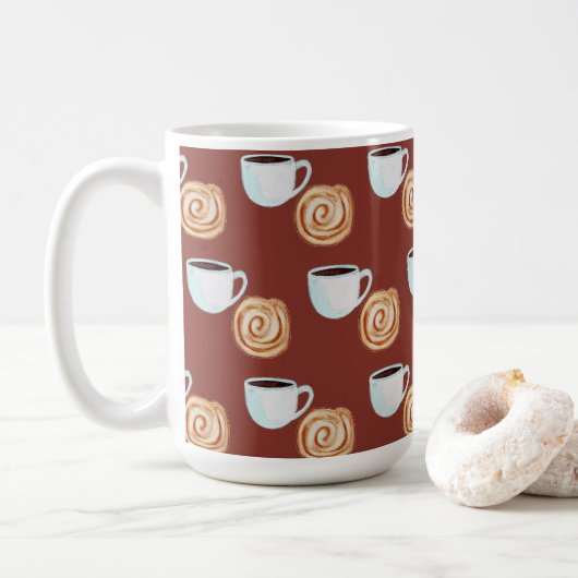Mug Aquarelle Cinnamon Bun Pastry Café (Avec donut)
