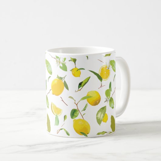 Mug Aquarelle Citron et Feuilles 2 (Devant droit)