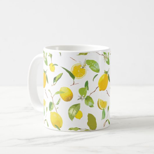 Mug Aquarelle Citron et Feuilles 2 (Devant gauche)