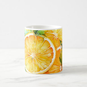 Mug Aquarelle Citron Orange Citron Vert Botanique Cuis