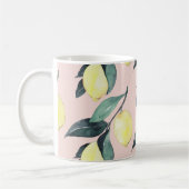 Mug Aquarelle Citrons et Feuilles Motif jaune sans cou (Gauche)