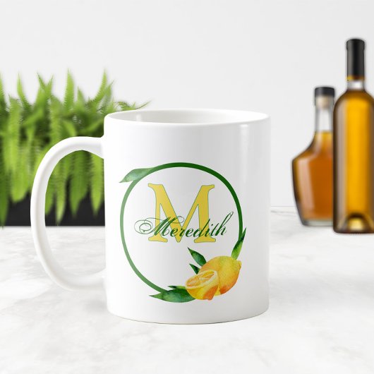 Mug Aquarelle Citrons 🍋 ✨ Nom et Monogramme