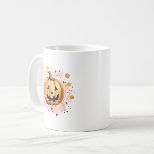 Mug Aquarelle Citrouille d'Halloween (Devant gauche)