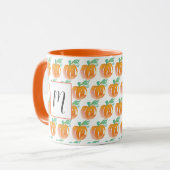 Mug Aquarelle Citrouilles d'automne Orange Nom Initial (Devant gauche)