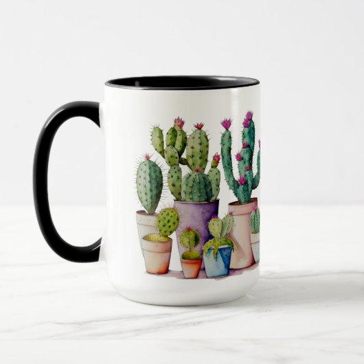 Mug Aquarelle classique cactus succulents dans les pot (Gauche)