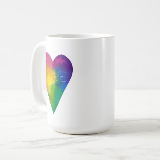 Mug Aquarelle Coeur "Amour" (Devant gauche)