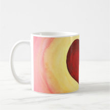 Aquarelle Coeur Amour flottant au-dessus des monta