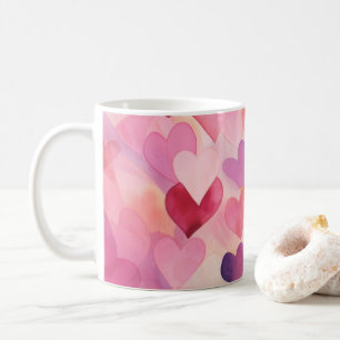Mug Aquarelle Coeur Motif Moderne Contemporain Rose