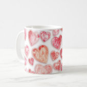 Mug Aquarelle Coeurs roses (Devant gauche)