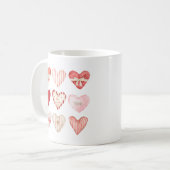 Mug Aquarelle Coeurs rouge et rose (Devant gauche)