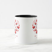 Mug Aquarelle Coeurs rouges Arbre Saint-Valentin (Centre)