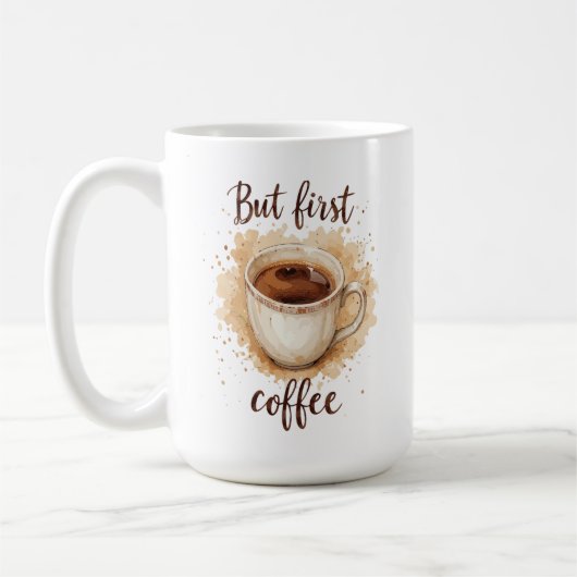 Mug Aquarelle Coffee Cup Art Imprimer - Mais Premier C (Gauche)