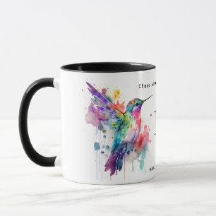 Mug Aquarelle Coloré Monogramme de colibri avec nom