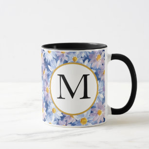 Mug Aquarelle colorée Fleur de printemps Motif Monogra