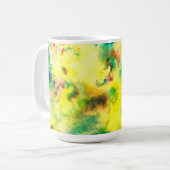 Mug Aquarelle colorée Vert jaune Art Abstrait (Devant gauche)