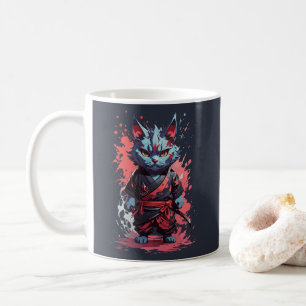 Mug Aquarelle cool Gris Ninja Chat Guerrier